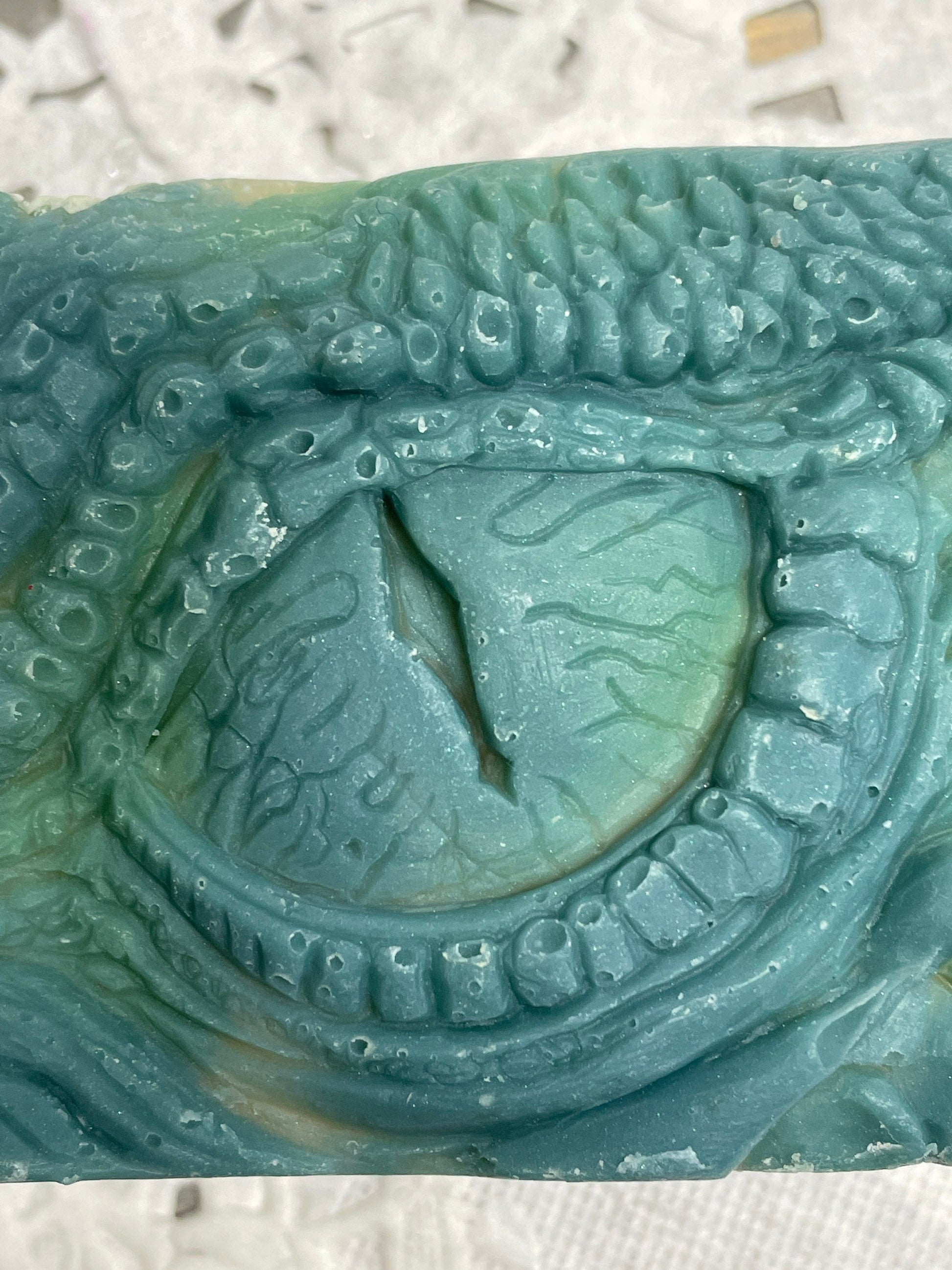A photo of Dragon Eye Aloe Vera and Cucumber Soap, closeup