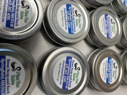 A photo showing a container of Pine Tar Salve