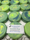 Eucalyptus Soap 3.50 oz., Round Soap, Essential Oil Soap, bubbly Soap, handcrafted soap