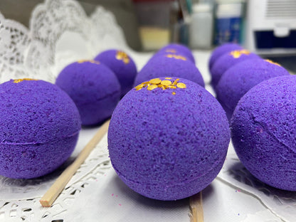 Bath Bomb - Lavender Bath Bombs with Embeds of colors topped with gold sugar sprinkles