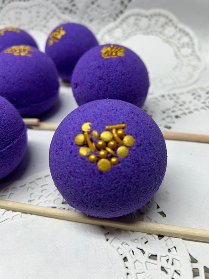 Bath Bomb - Lavender Bath Bombs with Embeds of colors topped with gold sugar sprinkles