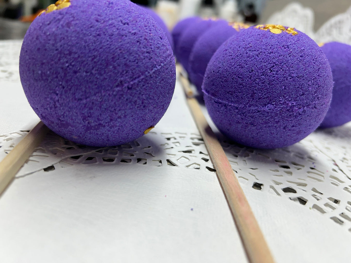 Bath Bomb - Lavender Bath Bombs with Embeds of colors topped with gold sugar sprinkles